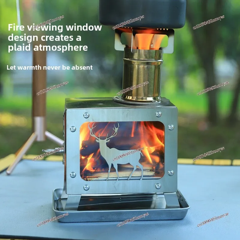 Outdoor Glass Stove Picnic Camping Charcoal Firewood Fire Stainless Steel Portable Multifunctional