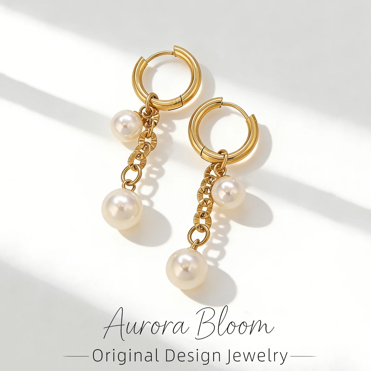 

AURORA Elegant Tassel Pearl Pendant Earrings For Women's Stainless Steel Earrings Fashion Charm Women's Hoop Earring Decoration