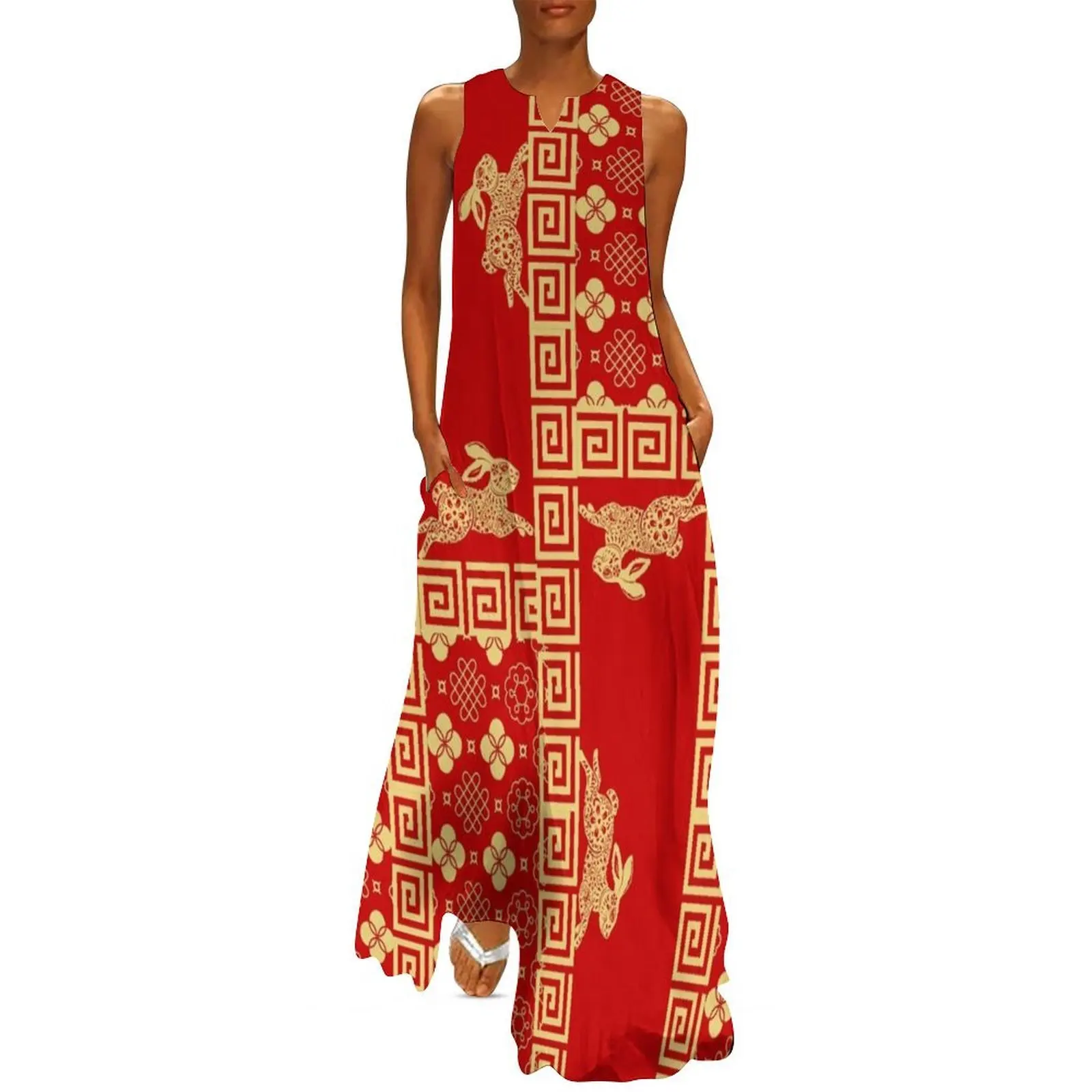 

Year of the Rabbit Pattern 4 Long Dress birthday dress for women luxury 2025 dresses with long sleeves summer women's suit