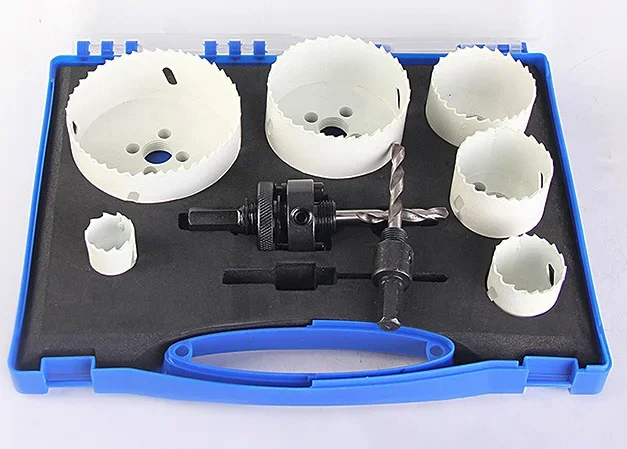 

M42 Bi-Metal Hole Saw And Pipe Cutter Set - Eight-Piece Professional Kit For Metal PVC And Woodworking