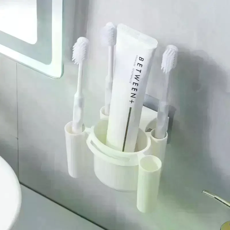 Toothbrush Holder Toothbrush Cup Small Self-Adhesive Storage Box For Home Bathroom Kitchen Wall-Mounted
