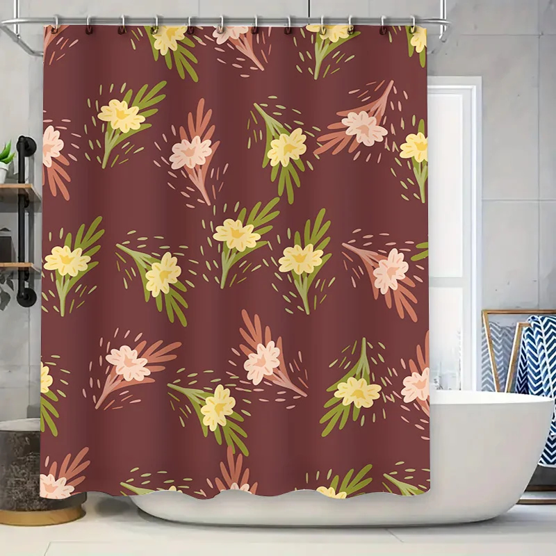 

Красивая занавеска для душа в ванной комнате с цветочным узором, водонепроницаемая ткань премиум-класса для домашнего декора различных цветов (по этой название ref