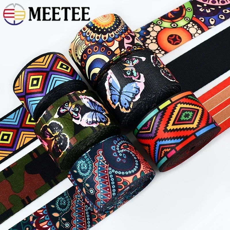 5M 50mm 2\'\' Ethnic Jacquard Webbing Tapes Costume Belt Decoration Lace Ribbon DIY Bags Strap Band Sewing Bais Accessories