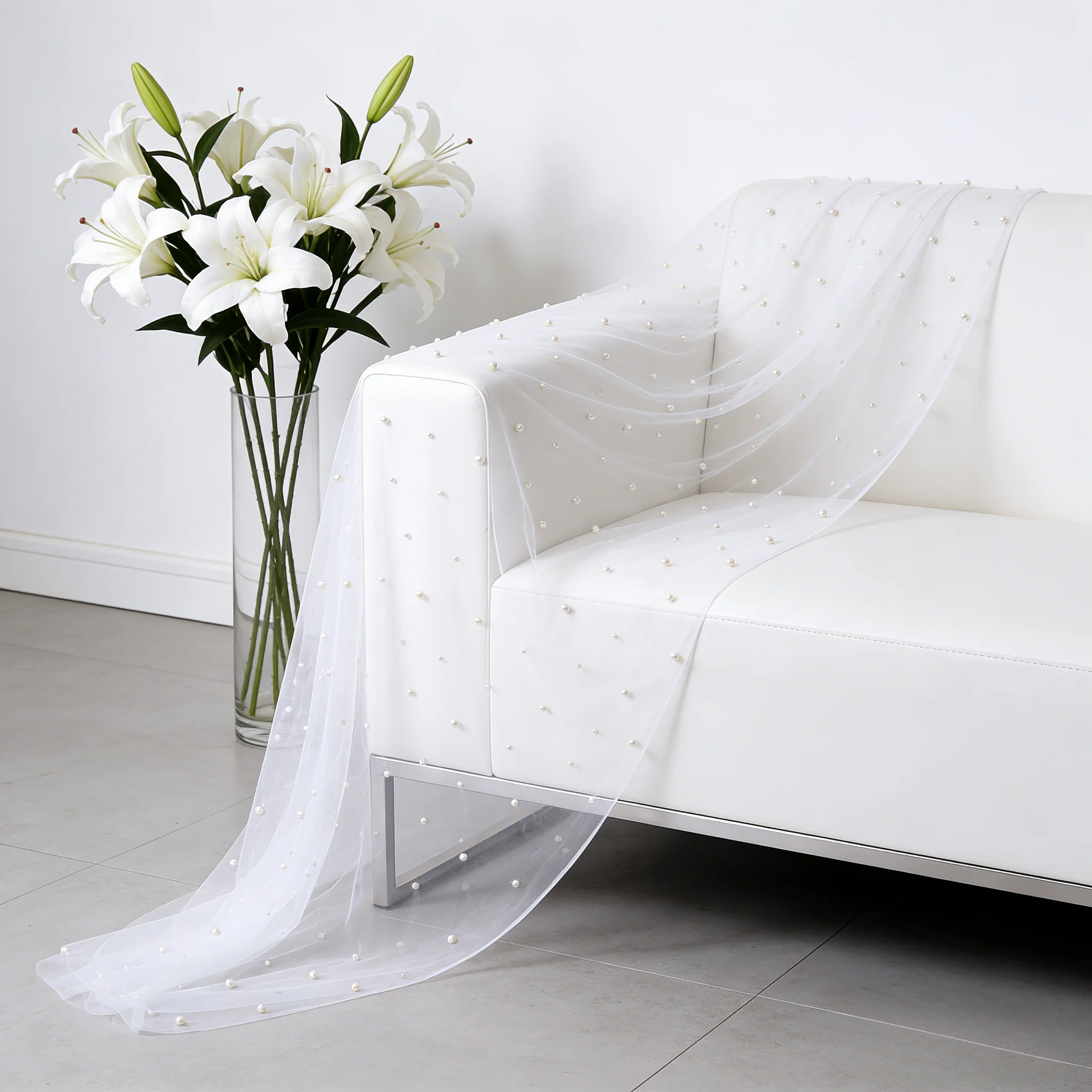 

3 шт. белых тюлевых дорожек для стола с жемчугом, свадебное украшение, удлиненная дорожка для стола, подходит для свадебной арки, зоны приема гостей, свадебного декора