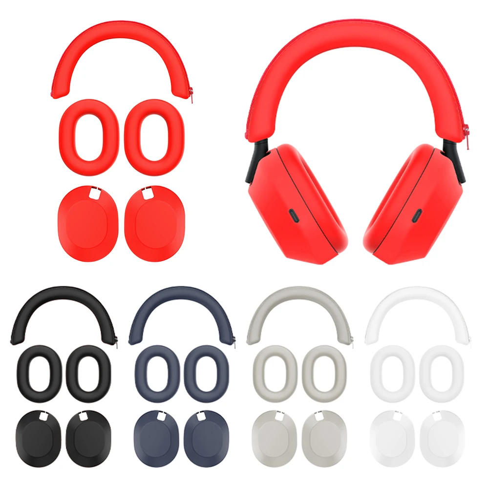 3 قطعة استبدال بطانة للأذن بلون سيليكون سماعة واقية شعاع الرأس/Earmuff كم/قذيفة لسوني WH-1000XM6 سماعة