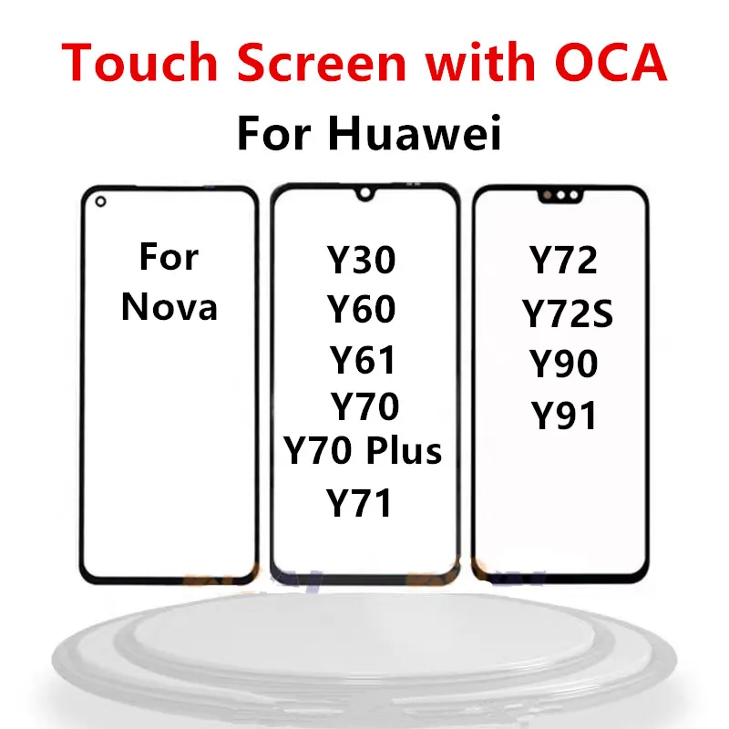 Touch Screen For Huawei Nova Y91 Y72S Y72 Y71 Y30 Y60 Y61 Y70 Y90 Front Panel LCD Display Outer Glass Cover Repair Parts + OCA