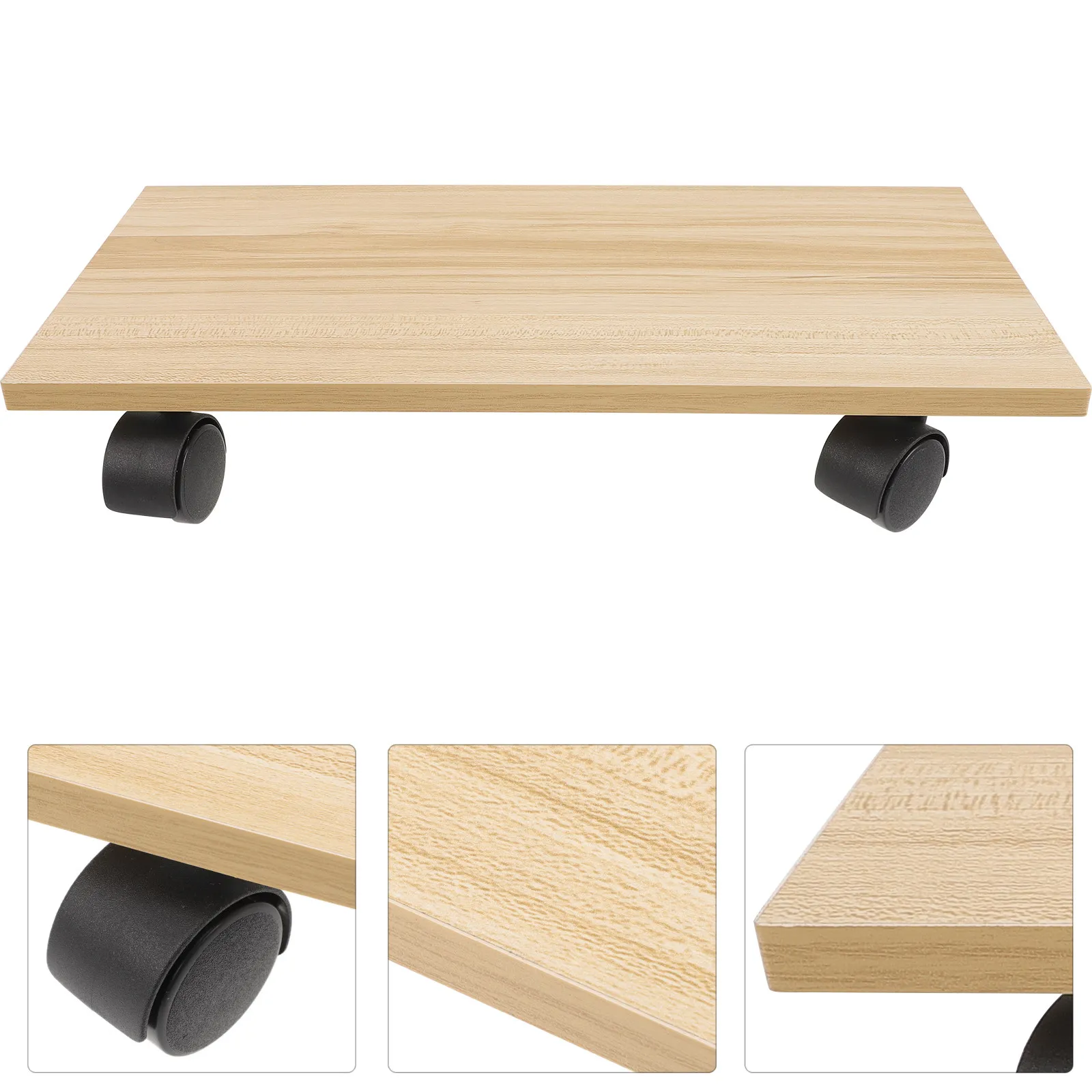 Desktop Computer Tower Stand Pc Stand Wooden Holder Mobile Cart with Rotating Wheels for Easy Movement and Airflow Protection