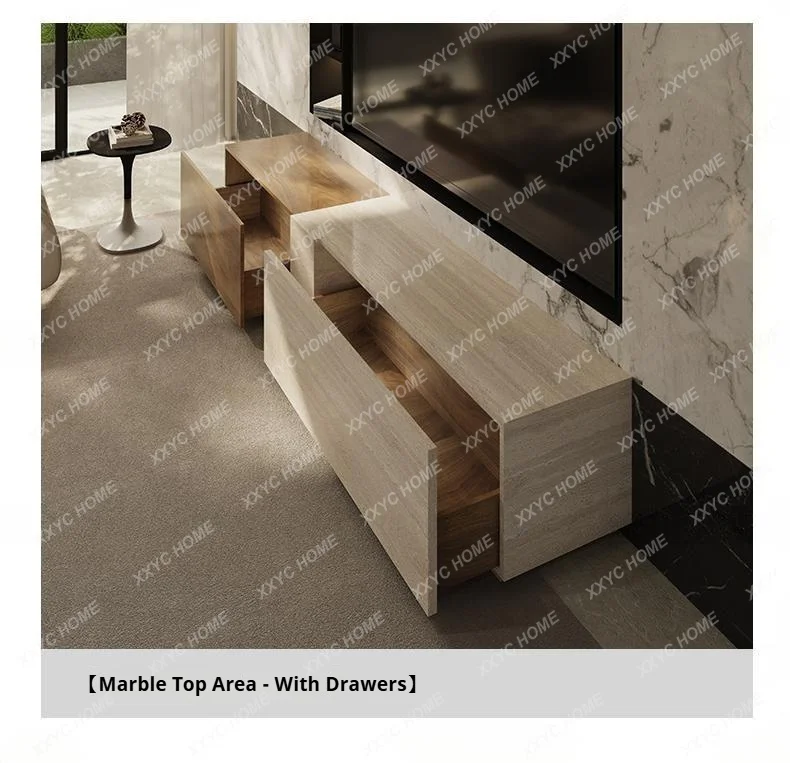 X-S Natural Stone Media Console, Modern TV Stand with Soft-Closing Drawers, EO Certified & Spacious Storage  GG
