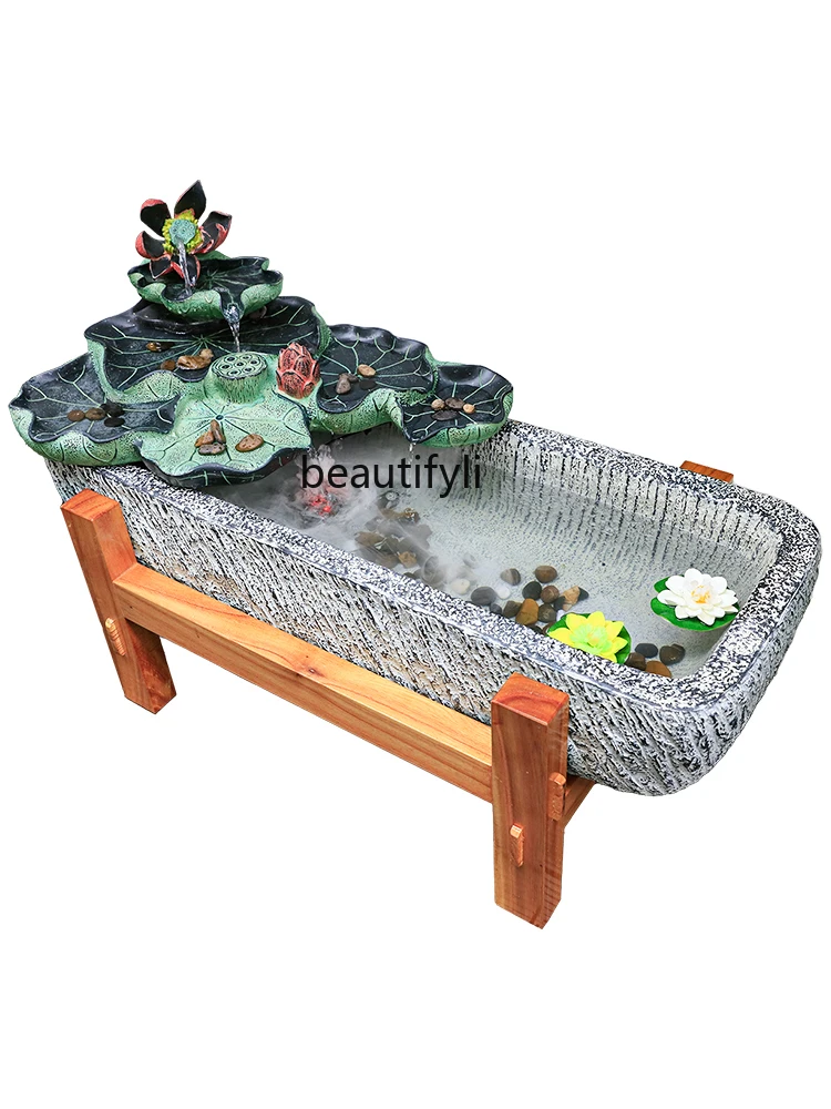 

Courtyard Outdoor Flowing Water Ornaments Floor Small Fish Pond Balcony Garden Layout Landscape Home Circulating Water