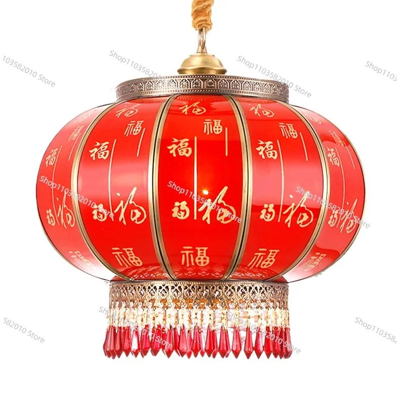 Chinese Style Copper Red Pair, Outdoor Waterproof Villa Door Decoration for New Year Housewarming