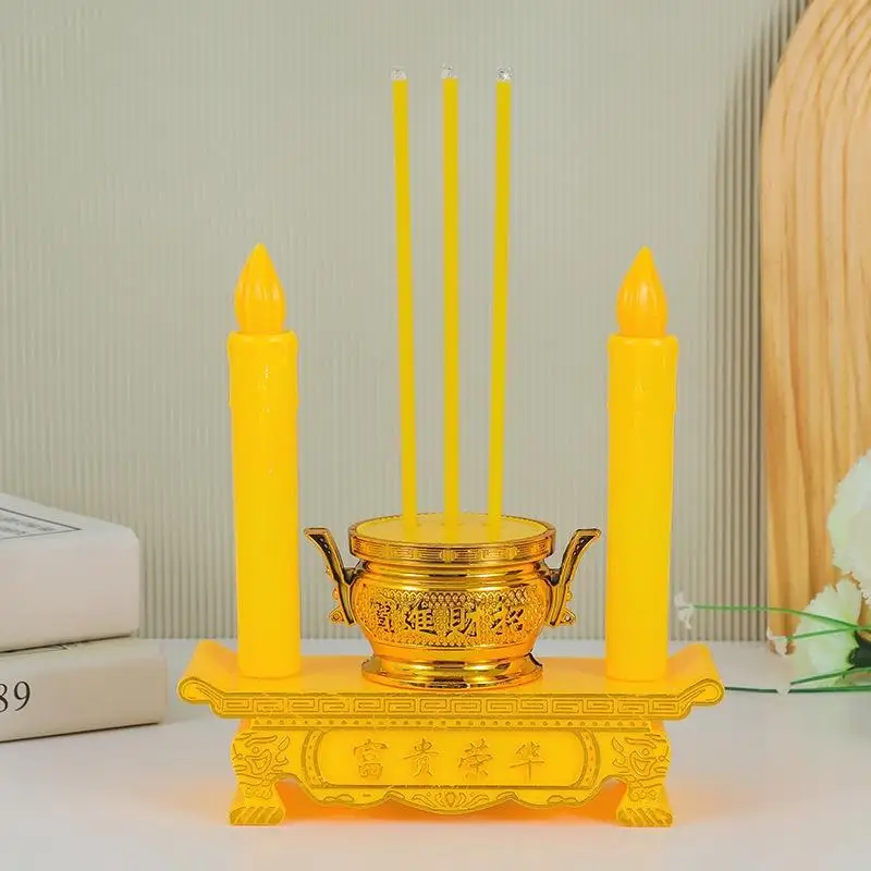 LED Electronic Retro Candlestick Holder Vintage Candle Burner Safe Flameless Ornament for Dining Table Party Home Decor