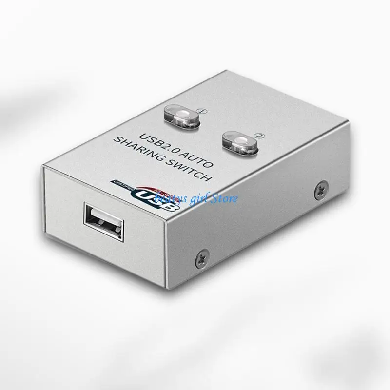 C7AB USB Auto Switch 2 Ports USB Converter Splitter for 2 Share USB Peripherals Printer Office Home USB 2.0 Hub