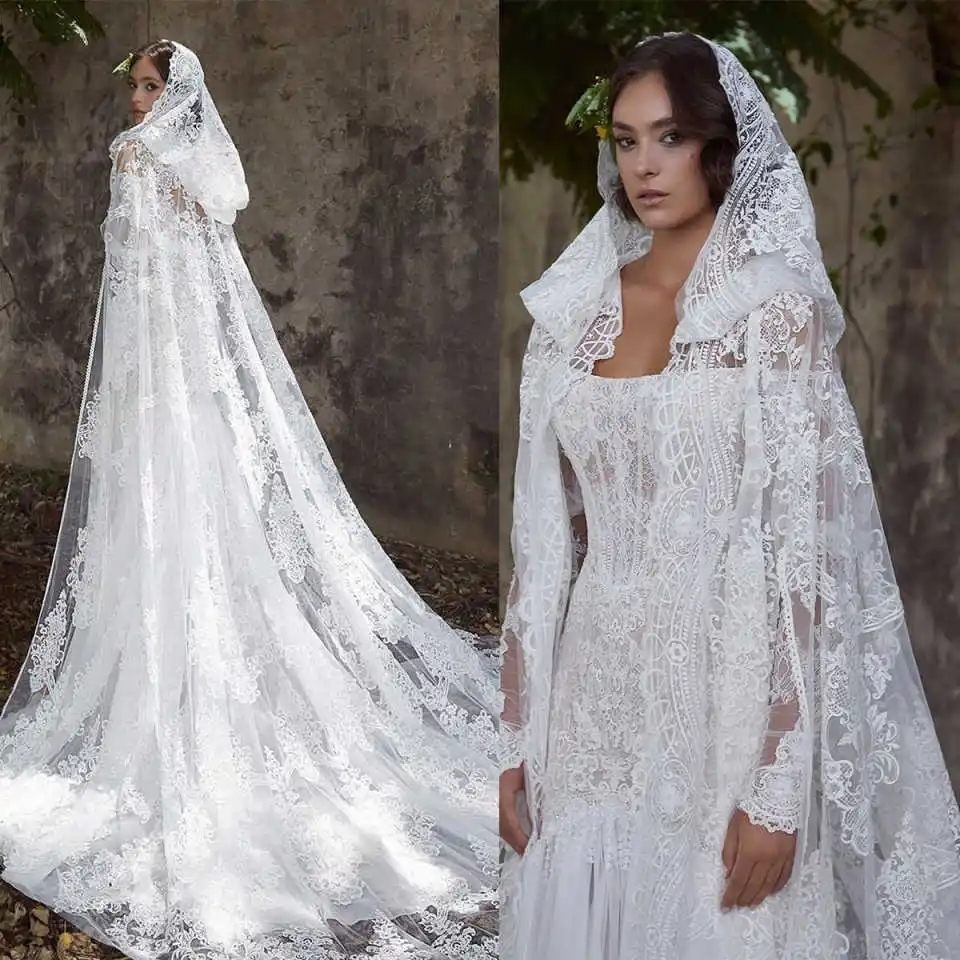 

Gorgeous Customized Lace Appliques Wedding Floor Length Cape Jacket Wraps Bridal Shawl Wedding Accessories