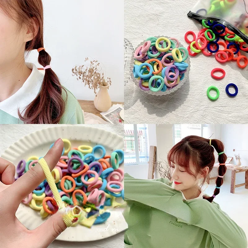 50PCS Women Elastic Hair Band Scrunchie Ponytail Holder Headwear Colorful Rubber Bands Korean Girls Hair Accessories Ornaments