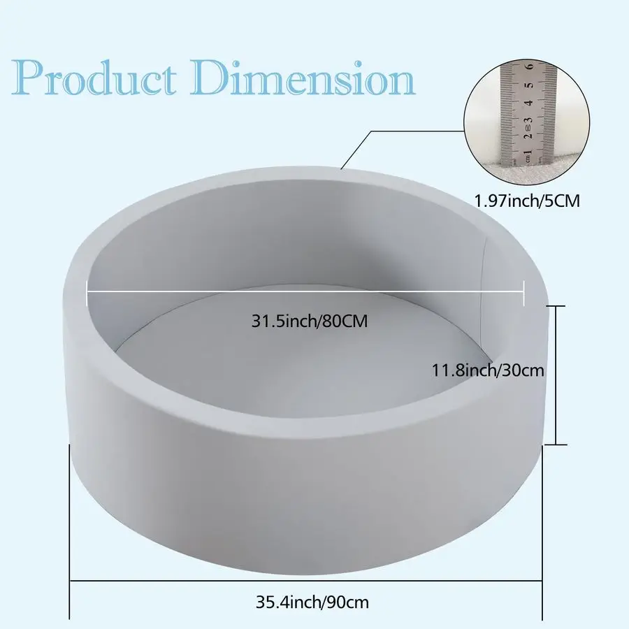 フォームボールピット、35.4x11.8インチの幼児用ボールピット、柔らかい丸型キッズベビープレイペンボールプール、子供用、赤ちゃんへの理想的な屋内ギフト