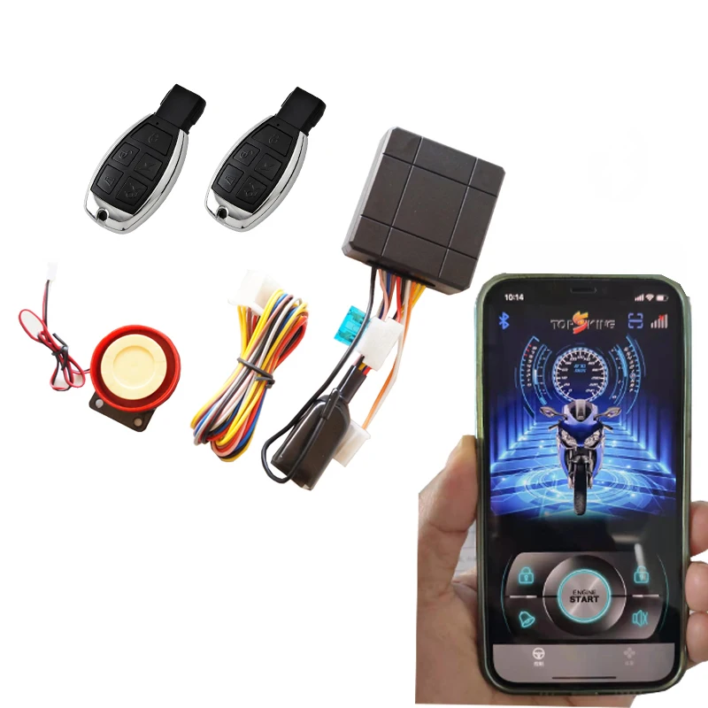 Adjustable vibration sensitivity Bluetooth Smartphone APP Motorcycle Anti-theft Alarm system with 2 Remote Controls
