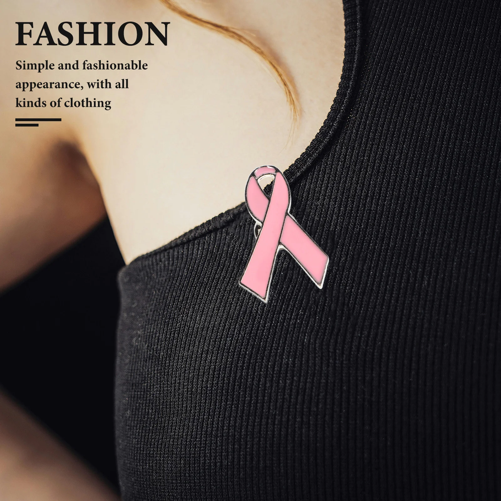 

10 Pcs Pink Ribbon Brooch Pins Breast Cancer Awareness Fashion Lapel Pins for Backpacks Women Bow Ribbons Alloy Badges