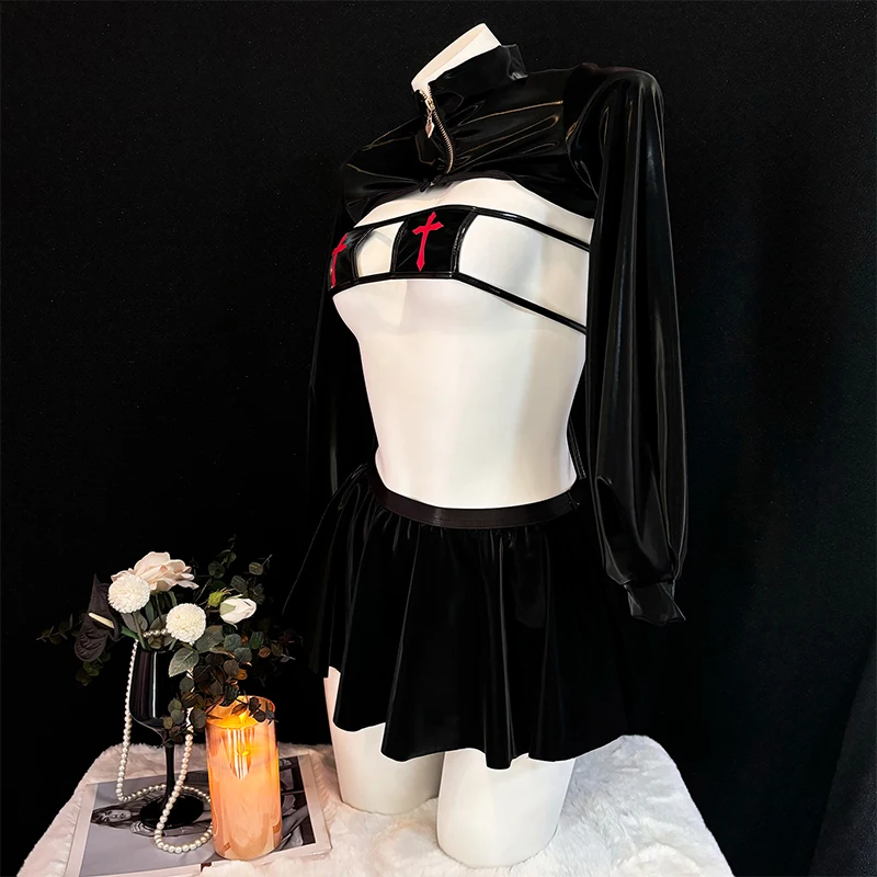 Kostum Cosplay Perawat Ksatria Wanita Abad Pertengahan, Seksi Erotis, Asli, Gelap, Bahan Kulit Ringan, untuk Pertarungan dan Pertempuran, Seragam Halloween