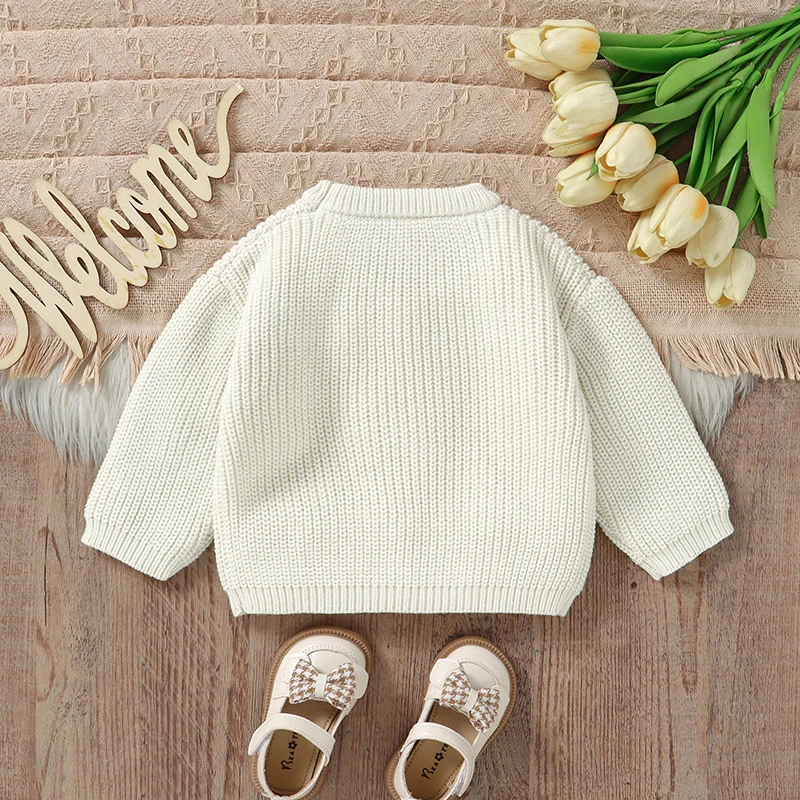 Baby Girl Knit Sweater Cute Bow Chunky Knitted Pullover Sweatshirt Toddler Girls Fall Winter Clothes