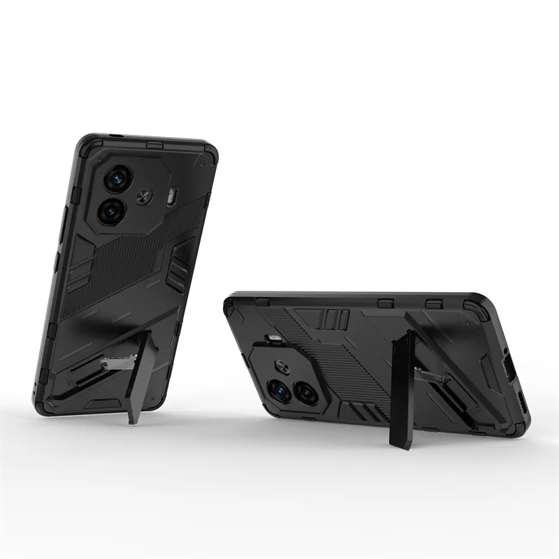 For Vivo IQOO Z9 Turbo Case For Vivo IQOO Z9 Turbo Cover Armor PC Stand Holder Shockproof Silicone Protective Phone Back Cover