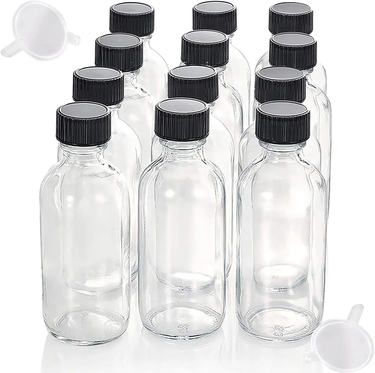 Paquete de 12 Botellas de Vidrio Reutilizables de 2 oz con Tapas, Frascos para Jugo, Aceite, Salsa Picante, Shots de Jengibre