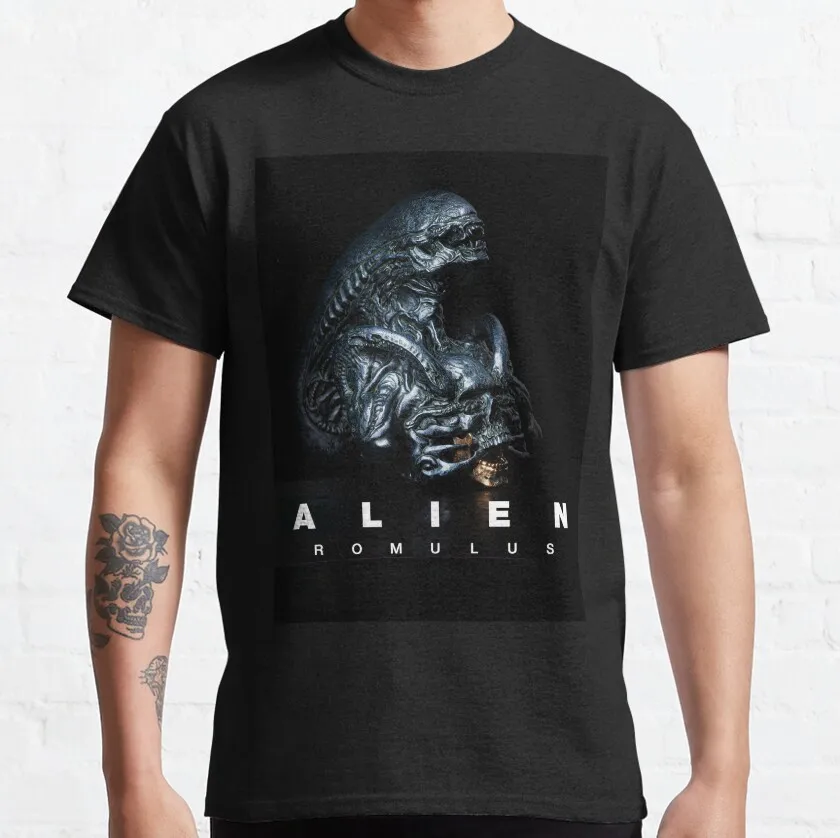 Alien Romulus Xenomorph Ripley 2024 scary film cinema sci fi horror moive Facehugger Digital printing plus size t shirt