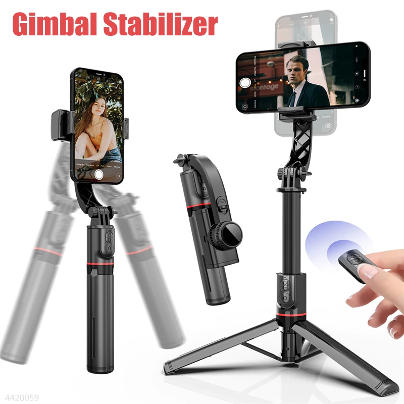 

Roreta 2023 NEW Gimbal Stabilizer Selfie Stick Foldable Wireless Tripod with Bluetooth Shutter Aluminium Alloy for iphone