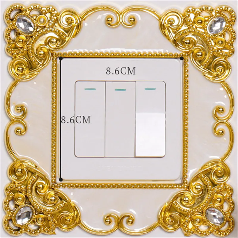 1pcs Wall Sticker Gold Silver Resin Light Switch Cover Single and Double Surround Socket Frame Rose Edge Home Office Decoration