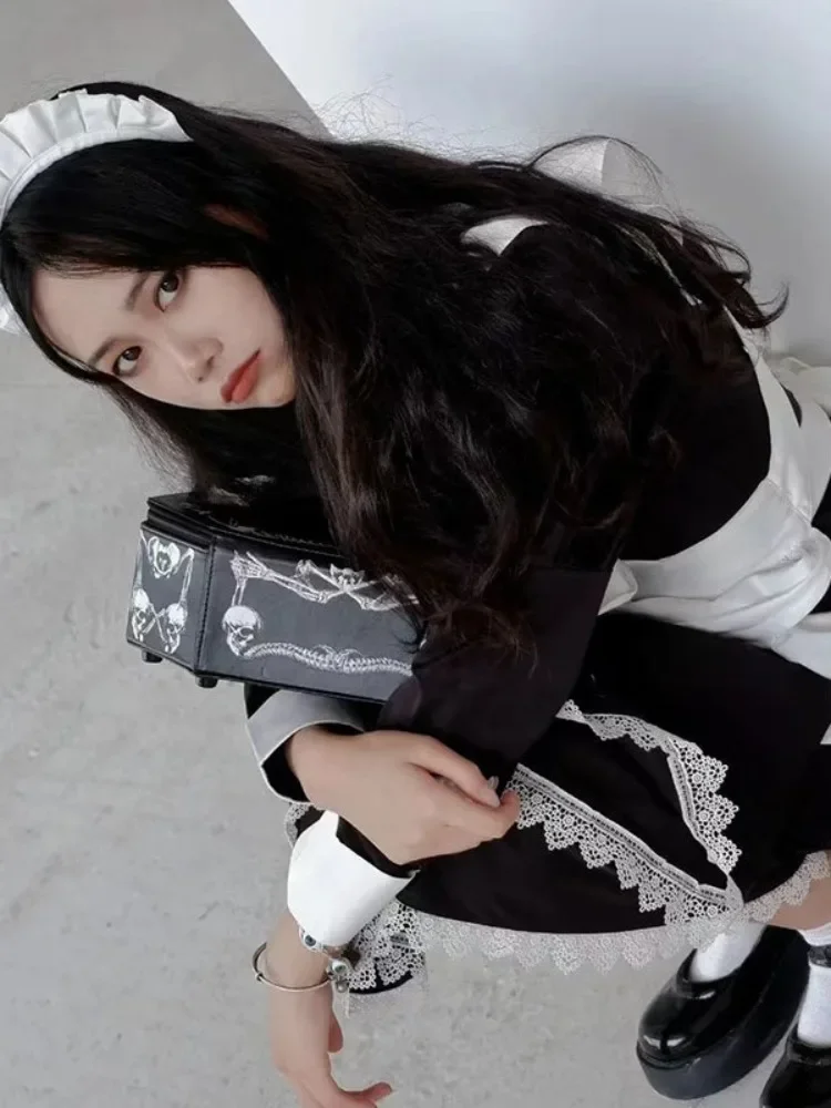أنيمي خادمة تأثيري القوطية لوليتا ازياء النساء حجم كبير الحب لايف تأثيري هالوين الرسوم المتحركة الحلو القهوة نادلة لعب الأدوار
