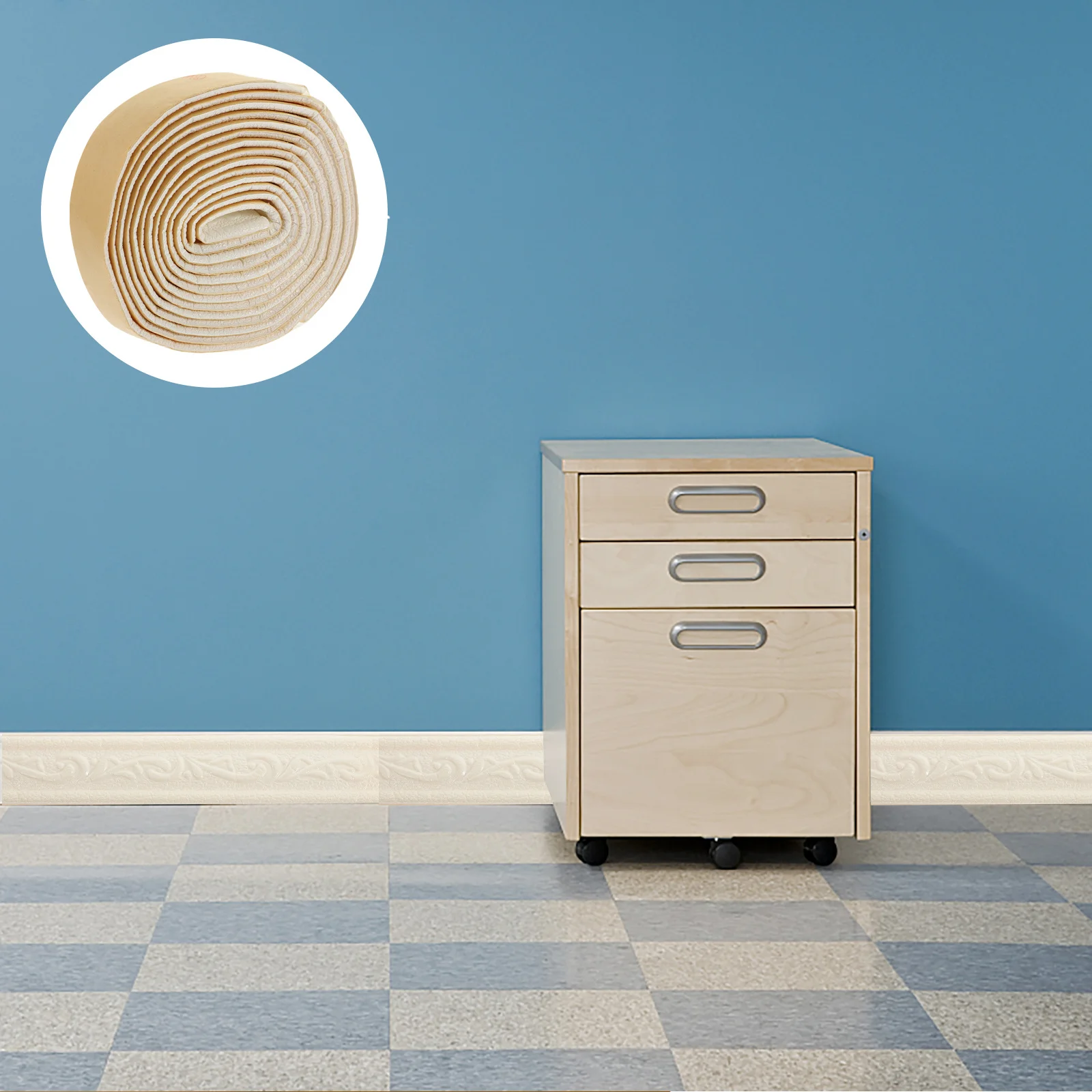 

2 Rolls Wall Trim Sticker 3D Embossed Flexible Adhesive Skirting Border Strip for Home Living Room Bathroom Kitchen Decorative