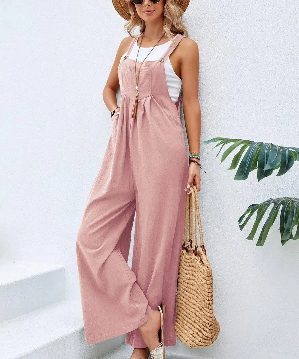 

2026 Women's New Casual Comfortable Loose Daily Commuting Solid Color Pocket Versatile Overalls Women's Slim Splicing Women's