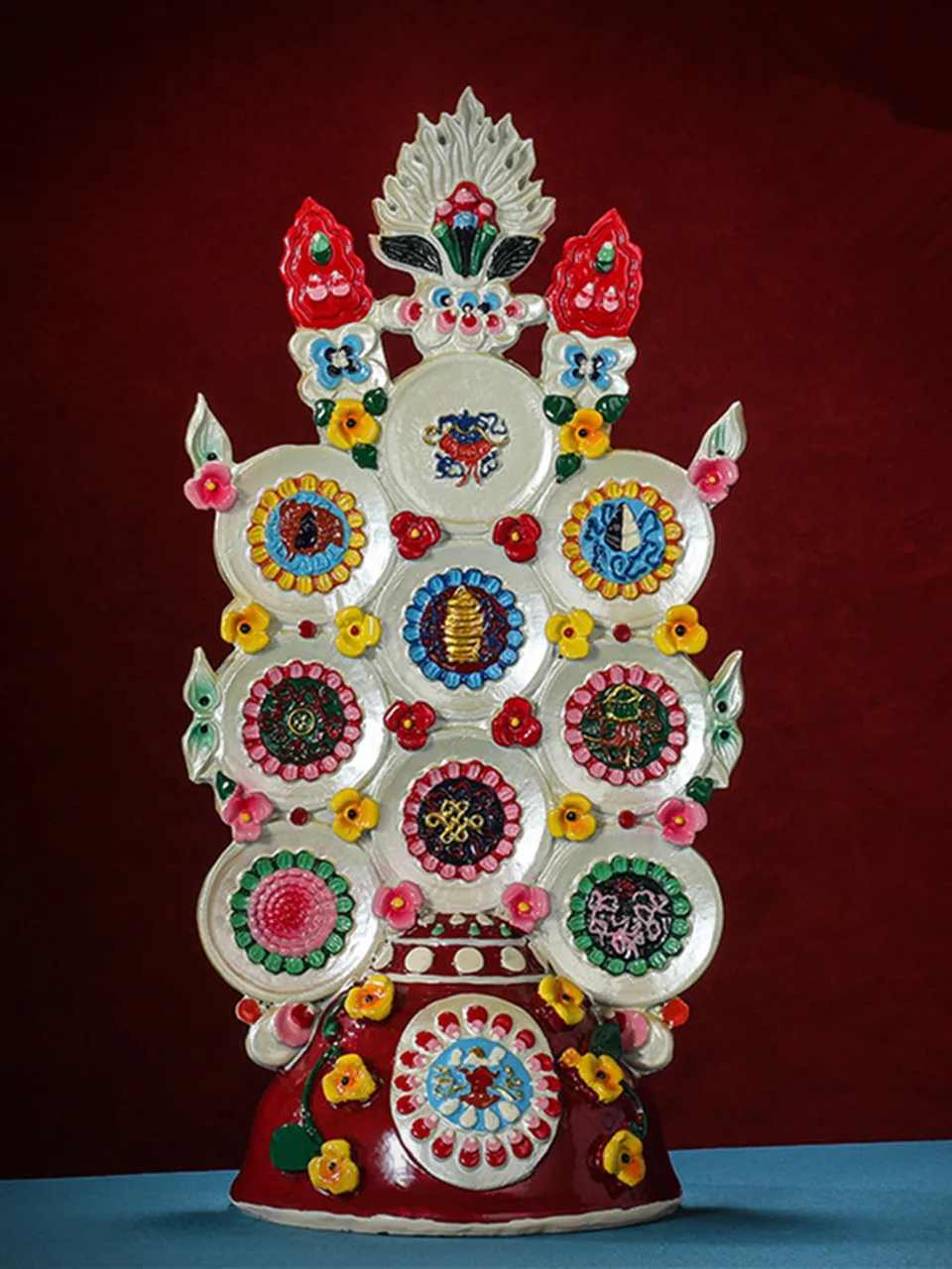 30cm Tibetan Supplies Eight Auspicious Symbol Duoma Shizi Collective Resin Home/Temple Putting Decorate Crafts