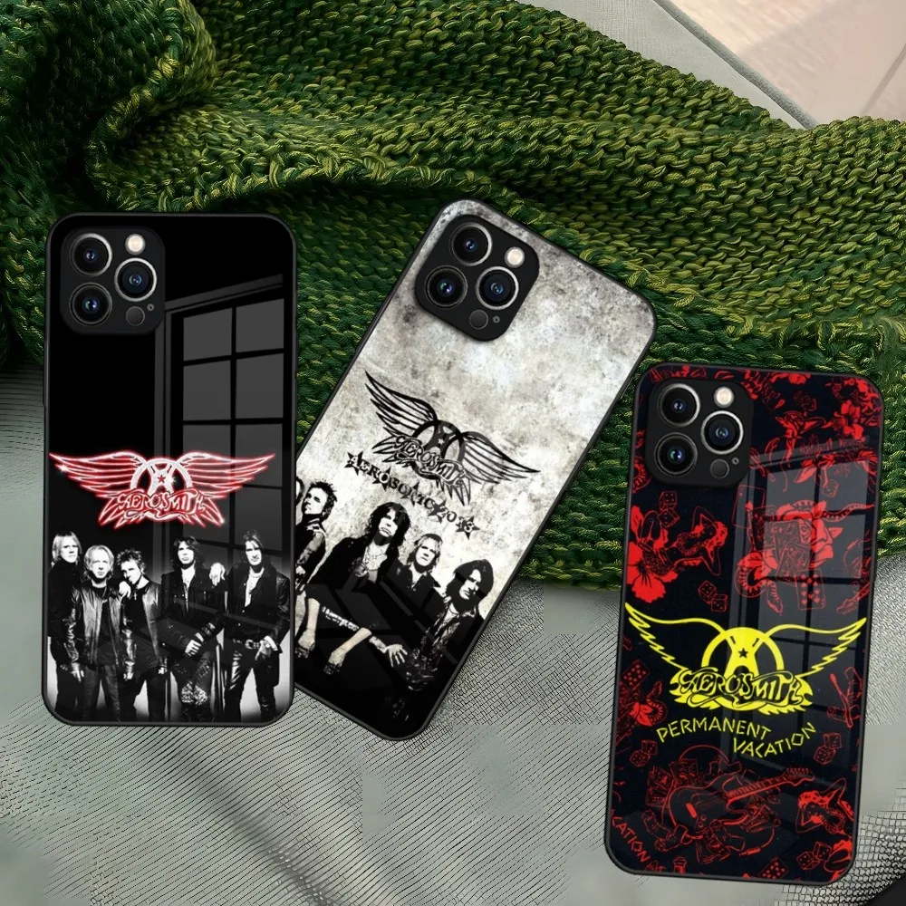 Punk Aerosmith Rock Cool Phone Case for Iphone 15 14 13 12 Pro Max 11 Mini X Xr Xs 8 Puls glass