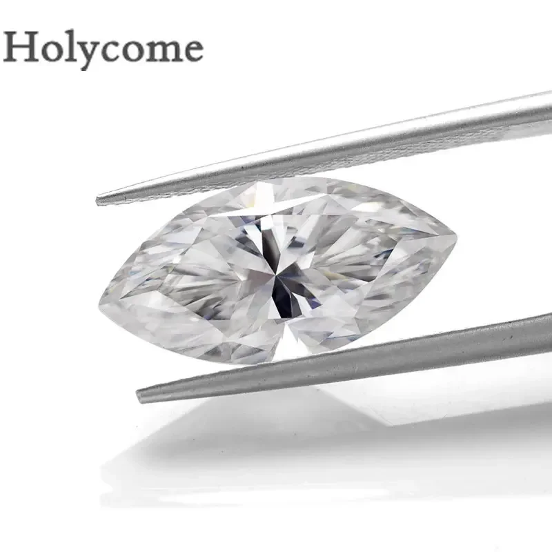 Holycome Moissanite Marquise Shape Brilliant Cut Multiple Sizes GRA Certificate VVS1 D Loose Gems Chic Beads for Jewelry Making