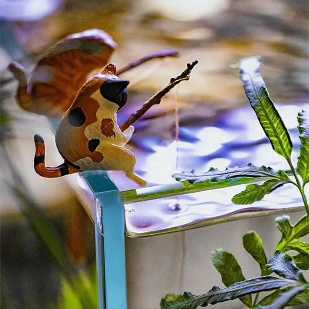 Micro-landscape Plant Pot Aquarium Tanks Decor Fish Tank Ornaments Cat Statue Miniature Figurines Kitten Fishing Ornament