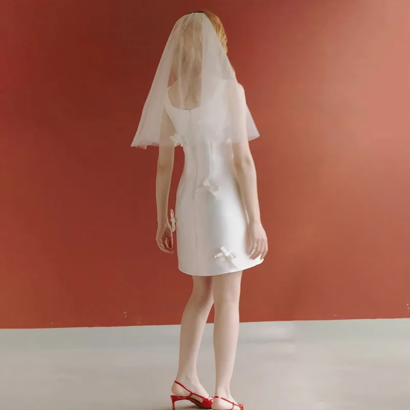 Sukienka damska 2026, nowa, satynowa, z kokardą, krótka, lekka, na wesele, wieczorowa, modna, wyszczuplająca, elegancka, na bankiet, do noszenia na co dzień, na ramiączkach.