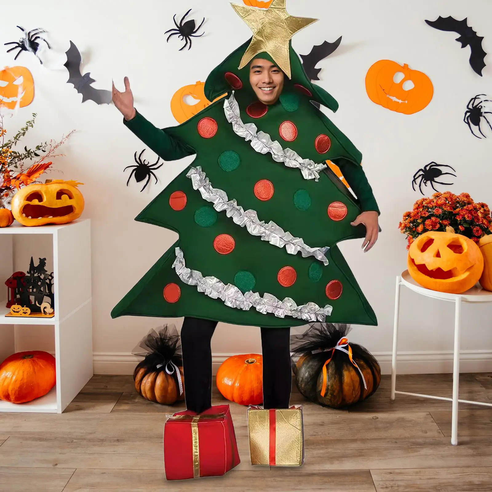 

Танцевальный костюм для рождественской елки, вельветовая зеленая одежда для выступлений, подарок для косплея, бахилы для рождественского шоу