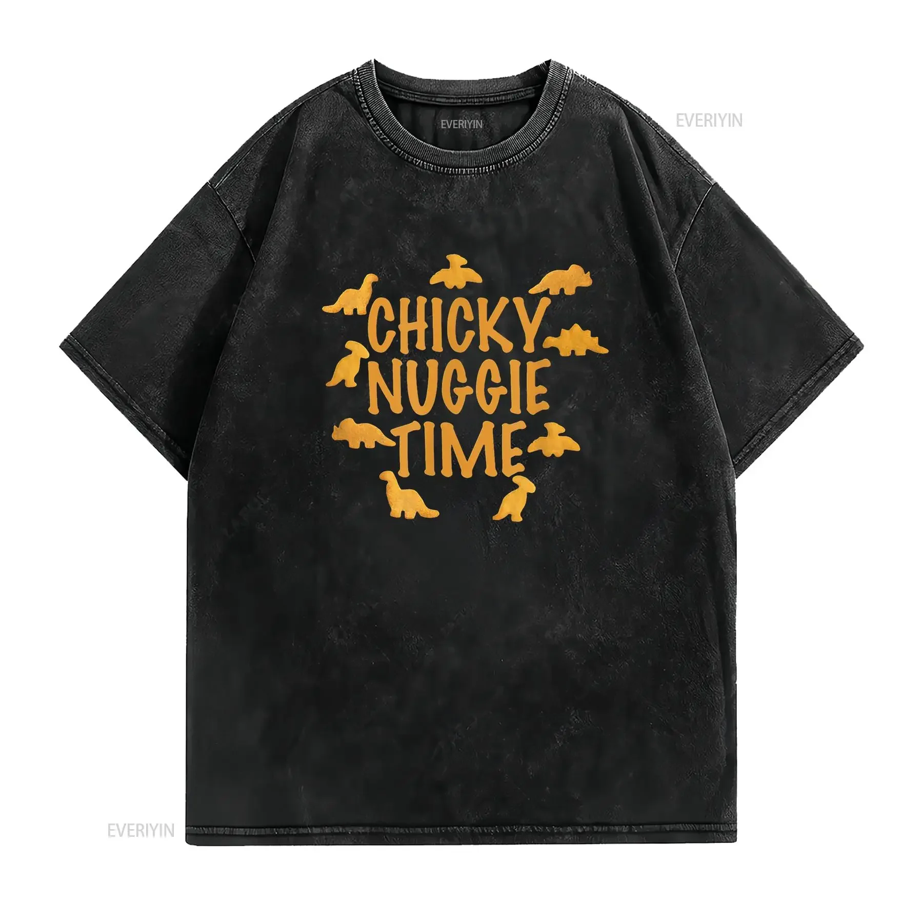 Chicky Nuggie Time Chicken Nugget Fans Women s  Summer Tops T Shirt with Unique Designs vintage Washed Comfortable Slightly