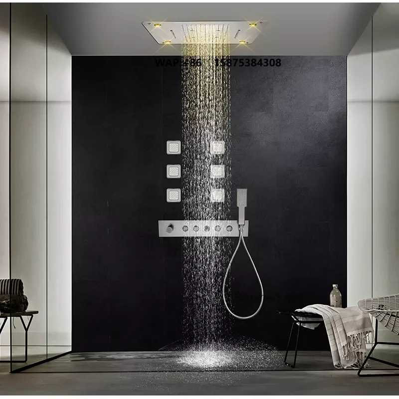 Aida Full Function Concealed Brass Shower Sets Metal Grey Shower Faucets Bathroom High Quality Thermostatic Faucets Set
