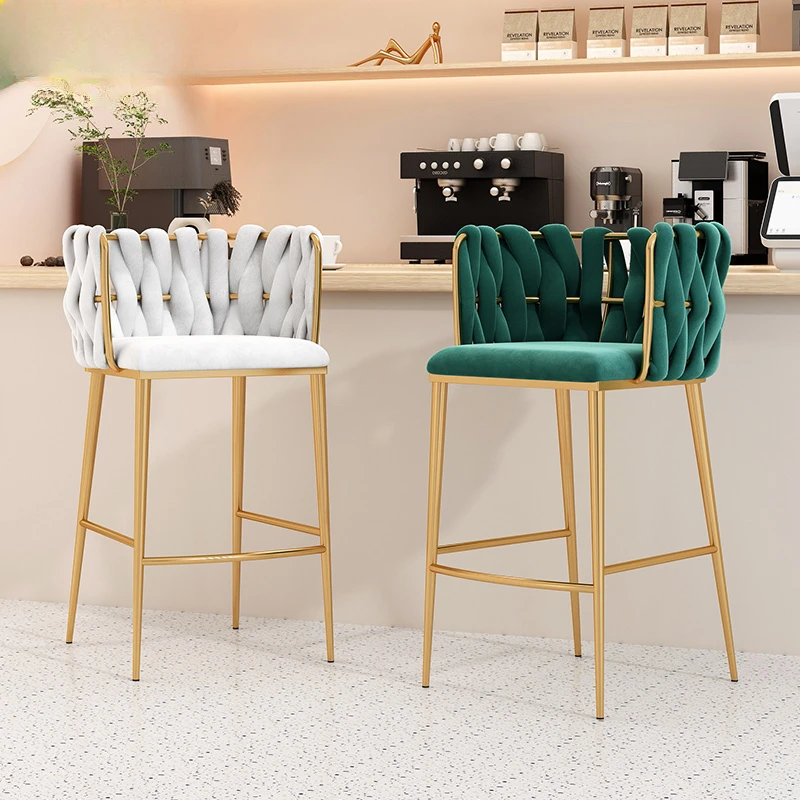 

Gold Minimalistic Bar Chairs Modern Counter Metal Nordic Make Up Bar Stools Kitchen Counter Office Banqueta Salon Furniture