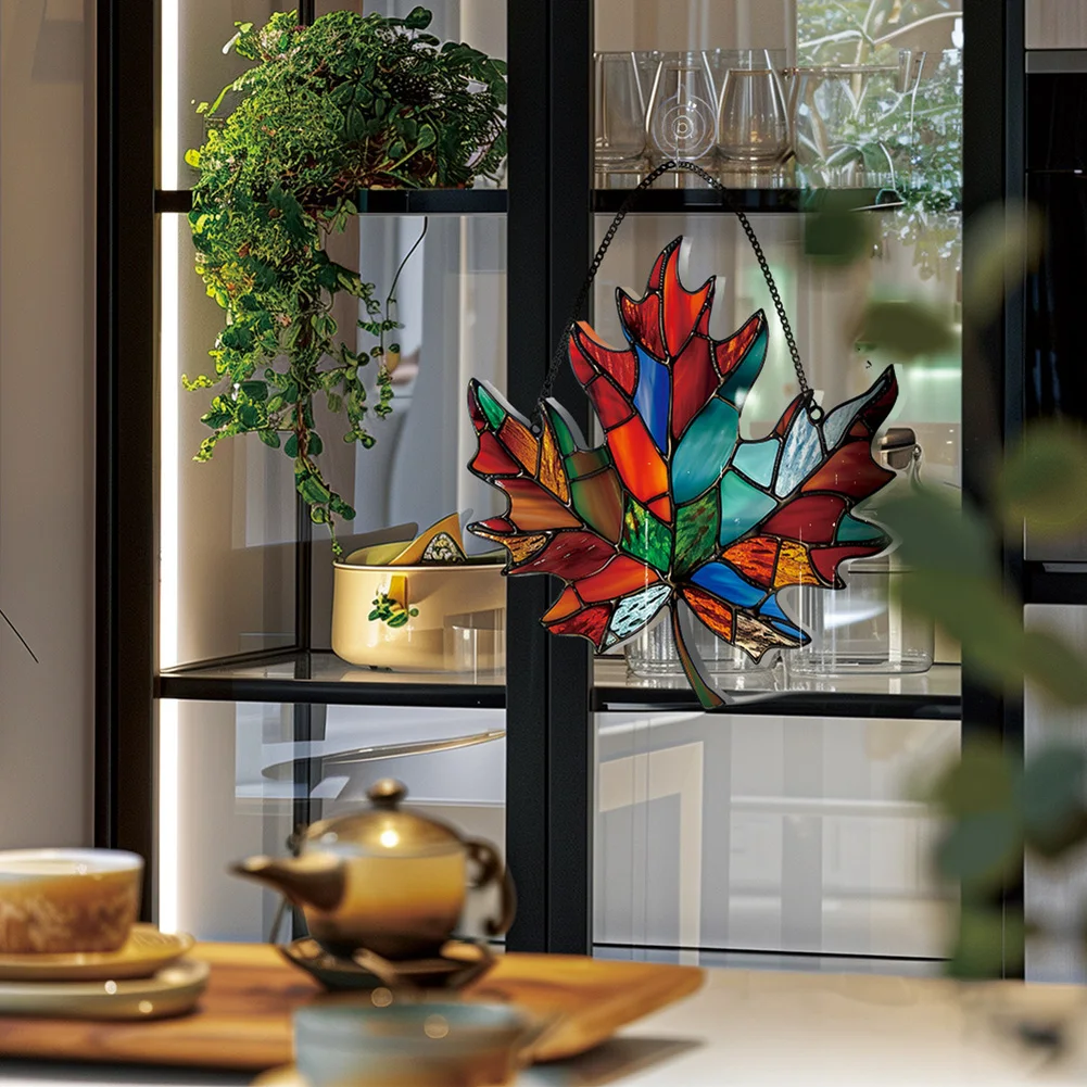 Double Sided for acrylic Sun Catcher Featuring Maple Leaf Motif for Decorative Use in For Home and Garden Settings
