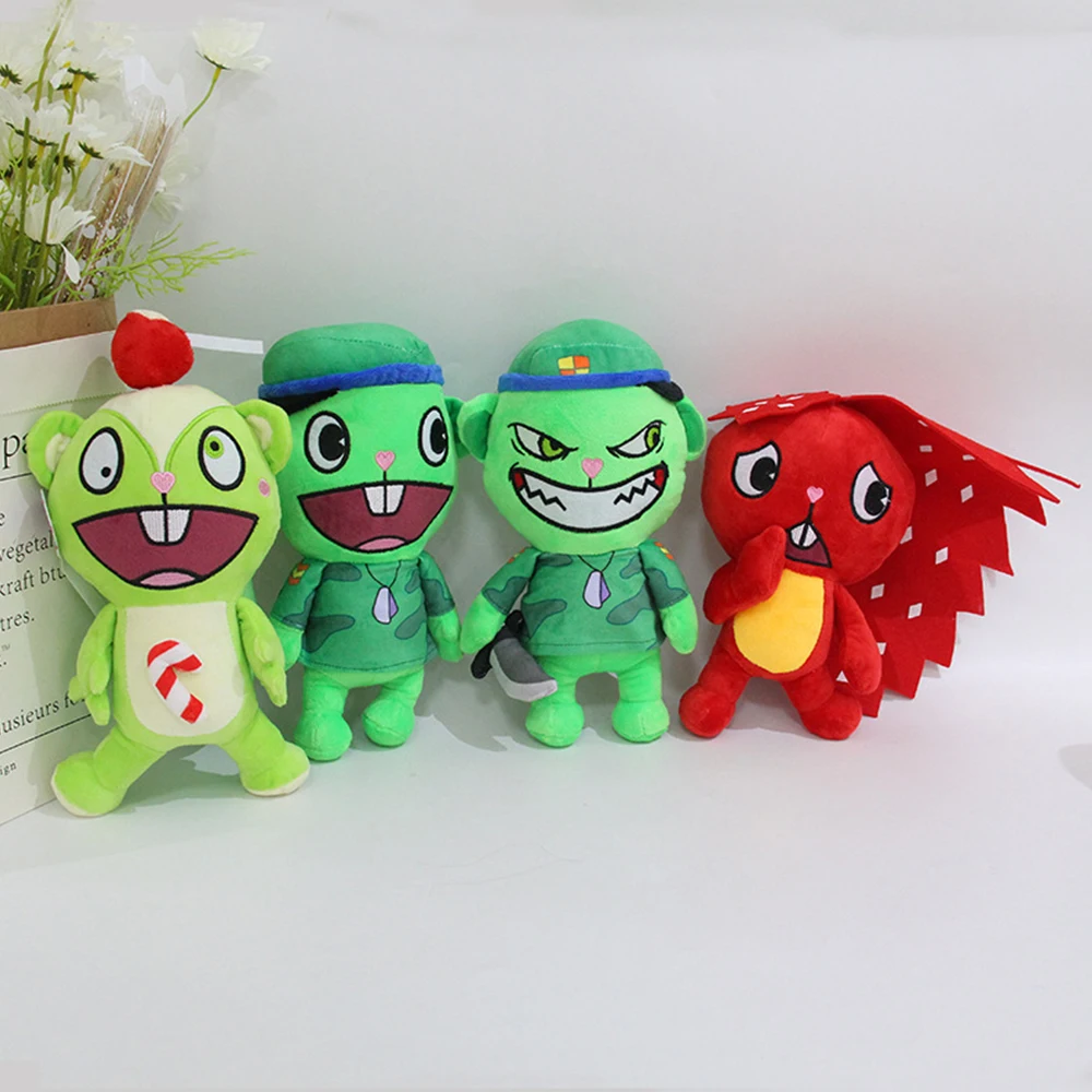 28cm HTF Happy Tree Friends Anime Happy Tree Friends Soldier Fliqpy Plush Toys Dolls Military Flipy Doll Plush Toy for Kids Gift