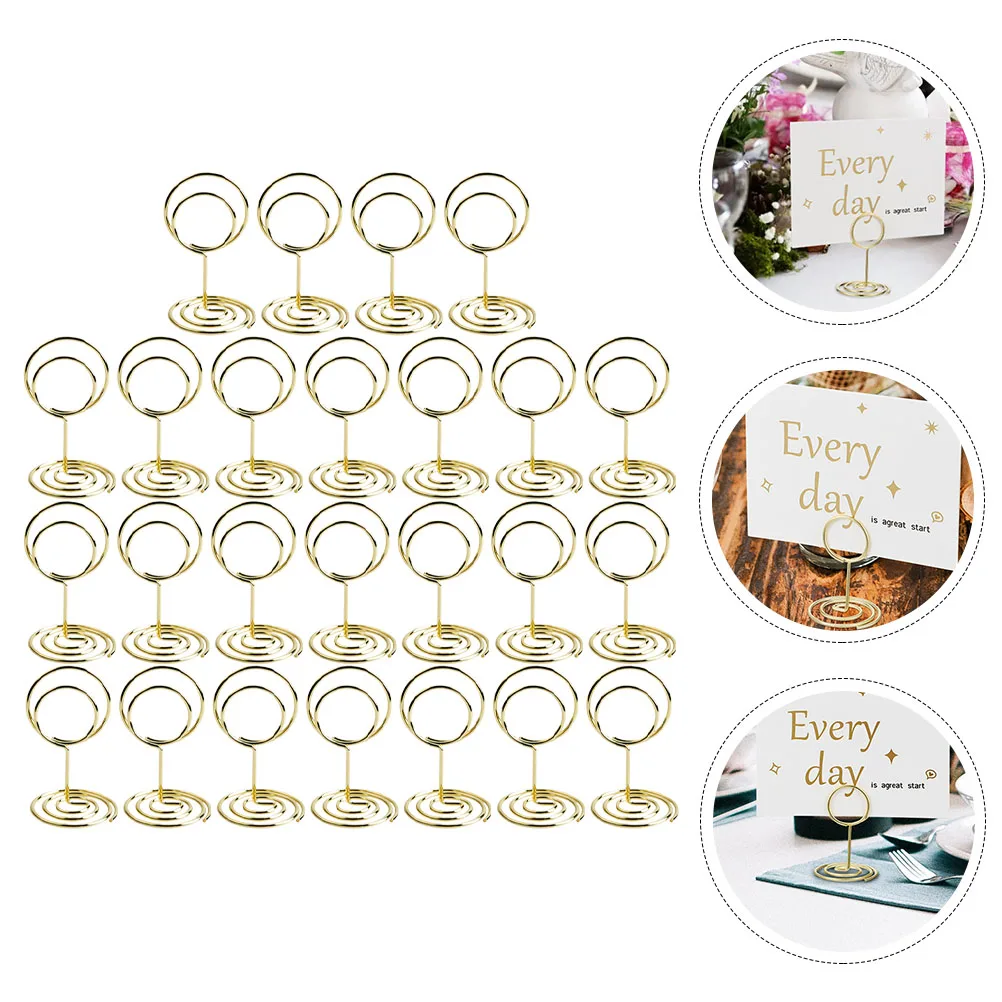 25 Pcs Folder Place Card Holders Gold Table Number Holders Gold Table Number s Photo Memo Display Shelves Spiral Base Clip