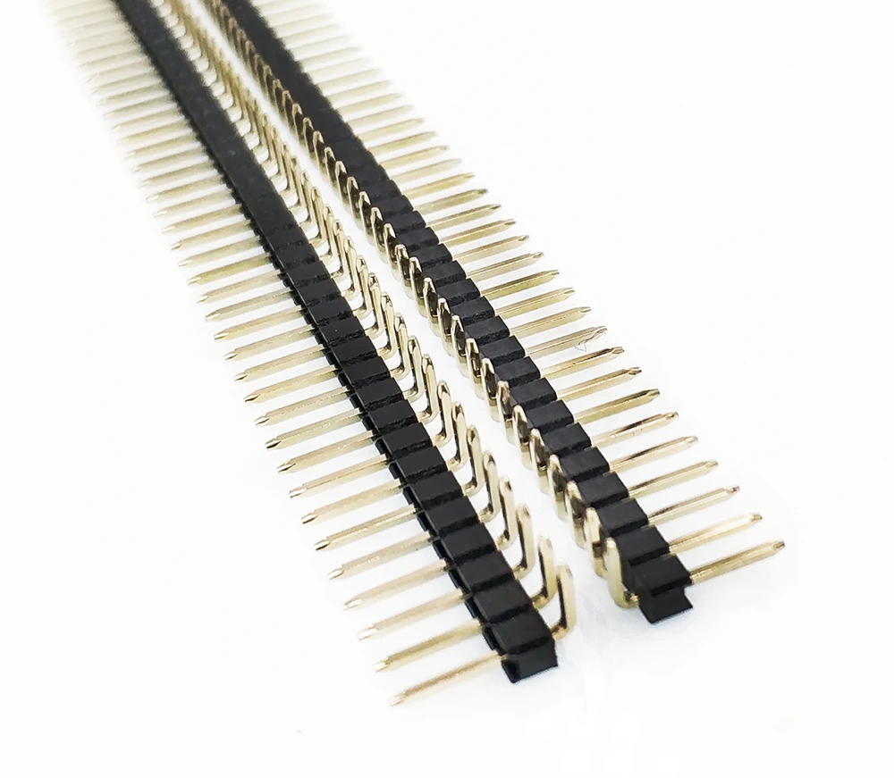 20pcs 2.54mm 1x40P Right Angle Extended Extra Long Pin 90d R1 R2 Optional Gold Single Row Breakable PCB Male Header Connector