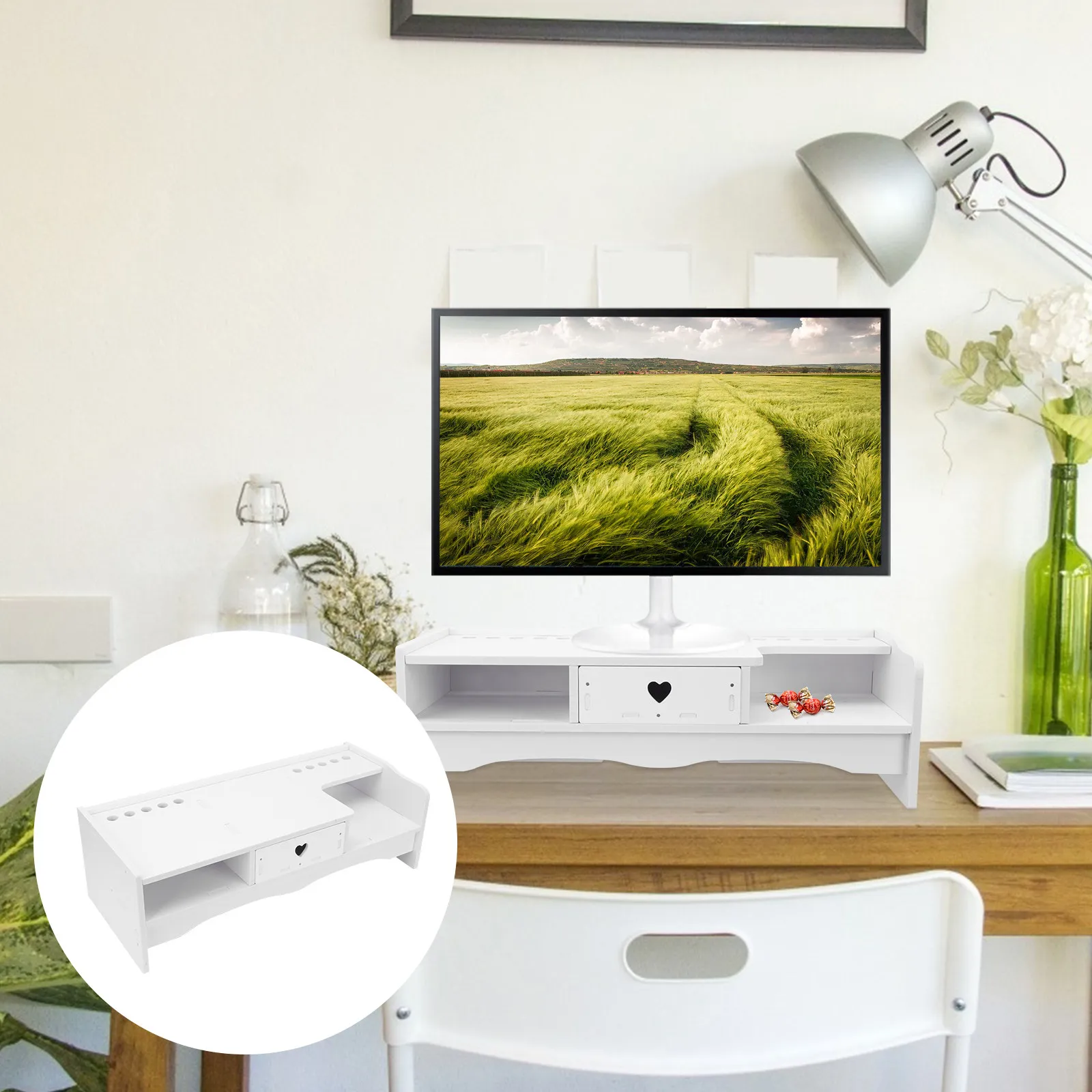1Pcs Metal Computer Monitor Raised Rack Desk Monitor Stands For Office Computer Desk Student Sturdy Desktop Screen