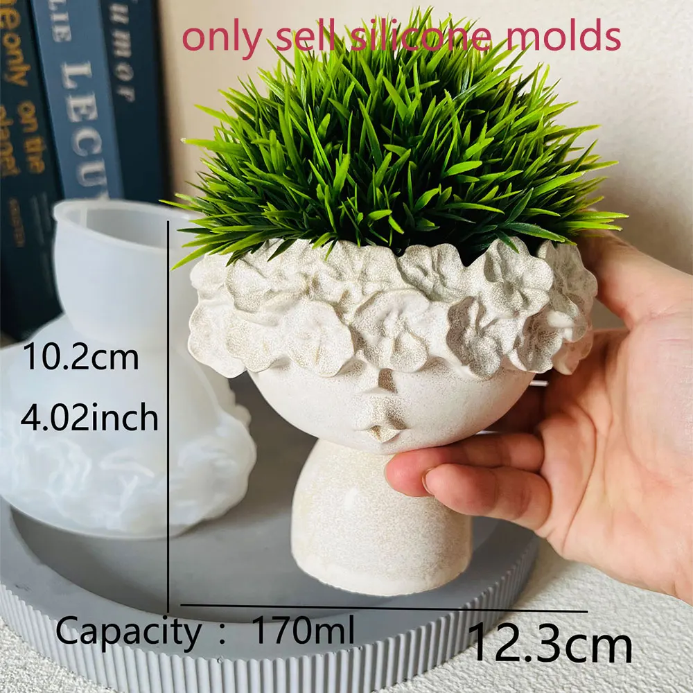 Flower Fairy Flowerpot Mold Concrete Candle Cup Vessel Silicone Molds Trinkets Storage Tray Pen Holder Plaster Epoxy Resin Mold