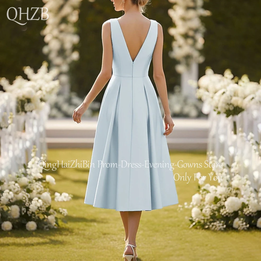 특별한 행사를 위한 맞춤형 우아한 단순한 미디 파티 드레스 브이넥 티 길이 A라인 여성 생일 파티 이브닝 드레스 2026