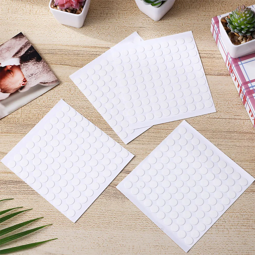 

500 Pcs Stickers Round Double-Sided Adhesive Tape Dots It Can Move Glue White Clear Tacky Putty