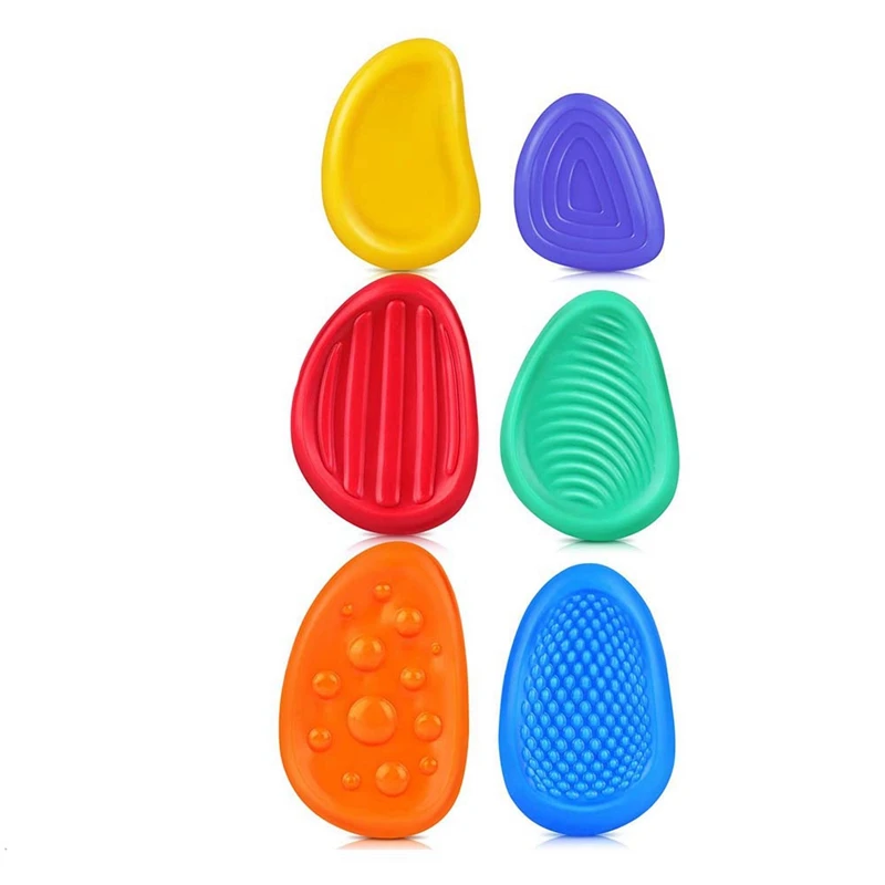 子供のためのテクスチャード加工された感覚石のそわそわおもちゃ、自閉症のための心配石、ストレス解消、不安緩和、ホット、6パック