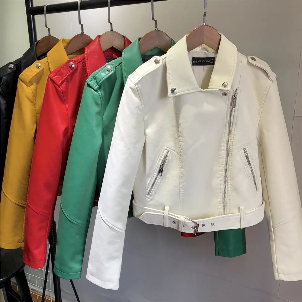 

Soft 2023 New Spring Autumn Women Faux Leather Jacket Female Short Coat Pu Motorcycle Zipper Punk Leather Jacket Outerwear
